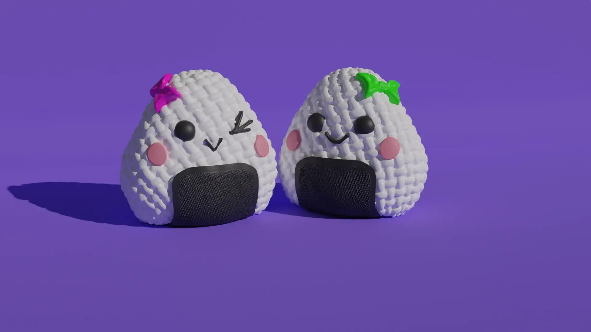 Crochet Onigiri 3 types w and wo keychain hanger painted3mf