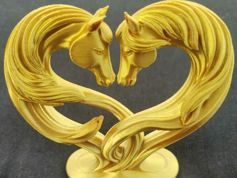 Heart Horses Couple Statue With Intertwined Flowing Manes