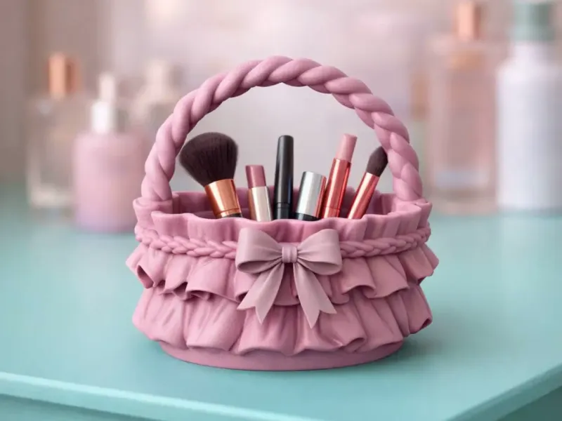 Panier à Volants et Rubans | Panier de Rangement Décoratif à Poignée en Nœud