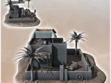 Desert house with palm tree and low walls (7) - miniatures w-1