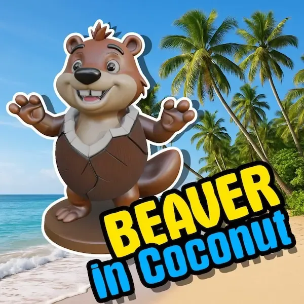 Beaver in Coconut – Cute Tropical 3D Print Model