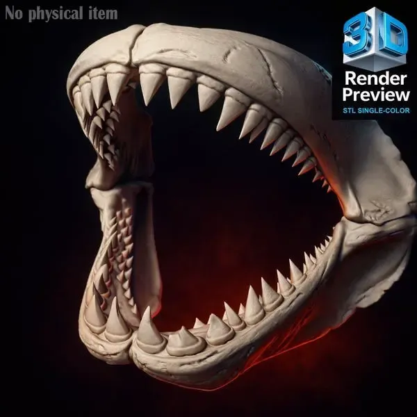 Monster Jaw Trap STL – Open Creature Mouth with Sharp Teeth 