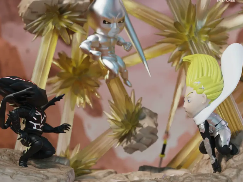 Monster Garou VS Platinum Sperm VS Flashy Flash Diorama