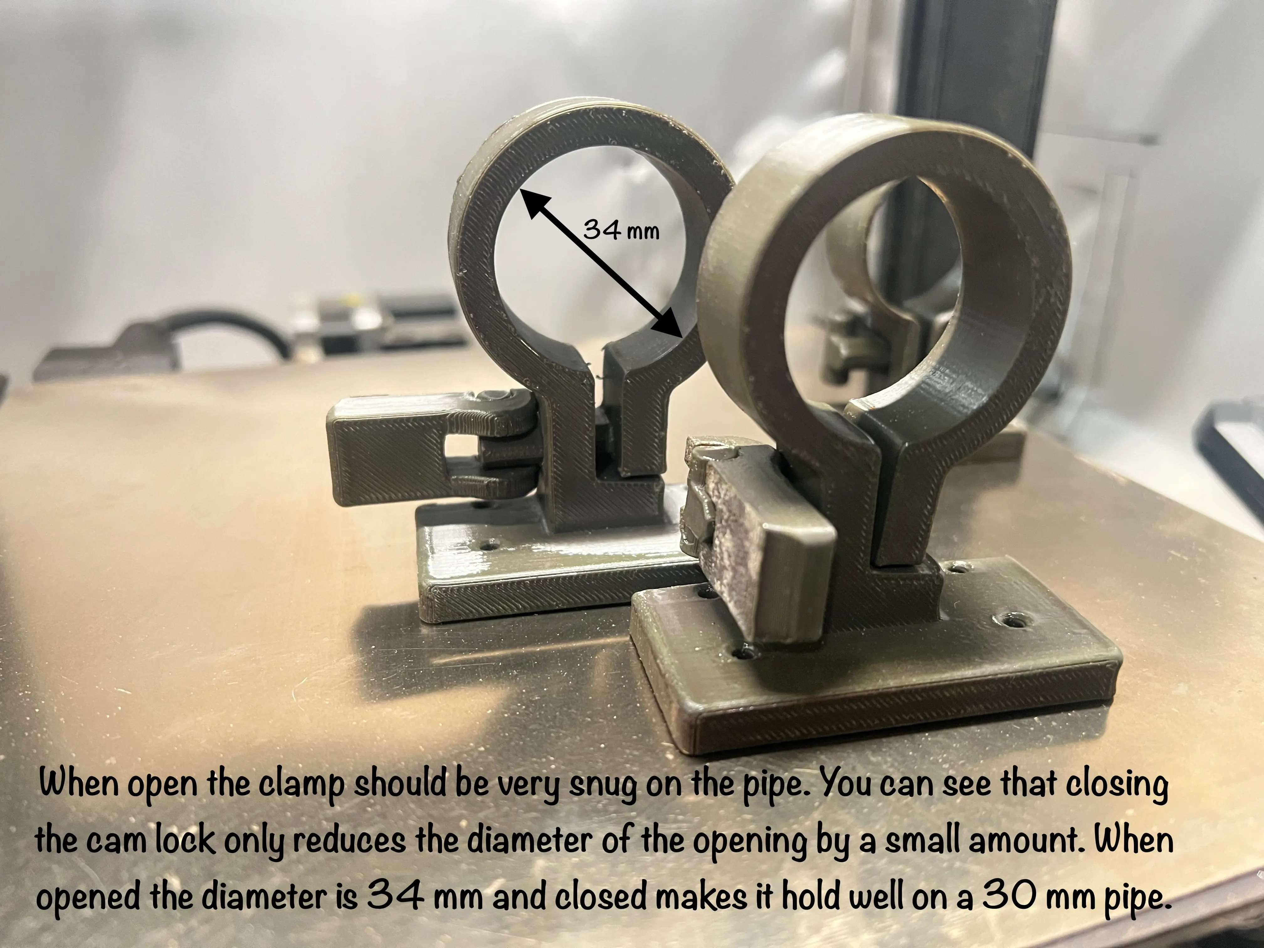 Pipe Clamp (Cam Lock) mount for 30mm Pipe