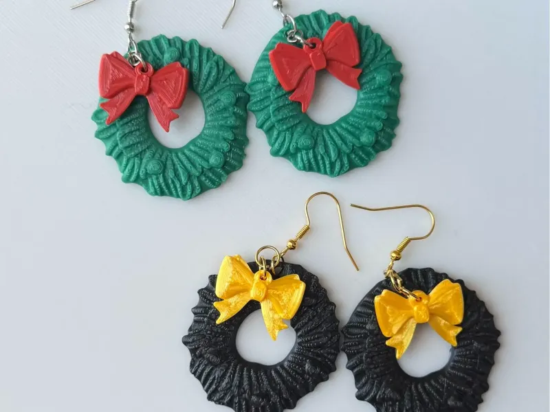 Earring christmas wreath corona pendiente colgante navidad
