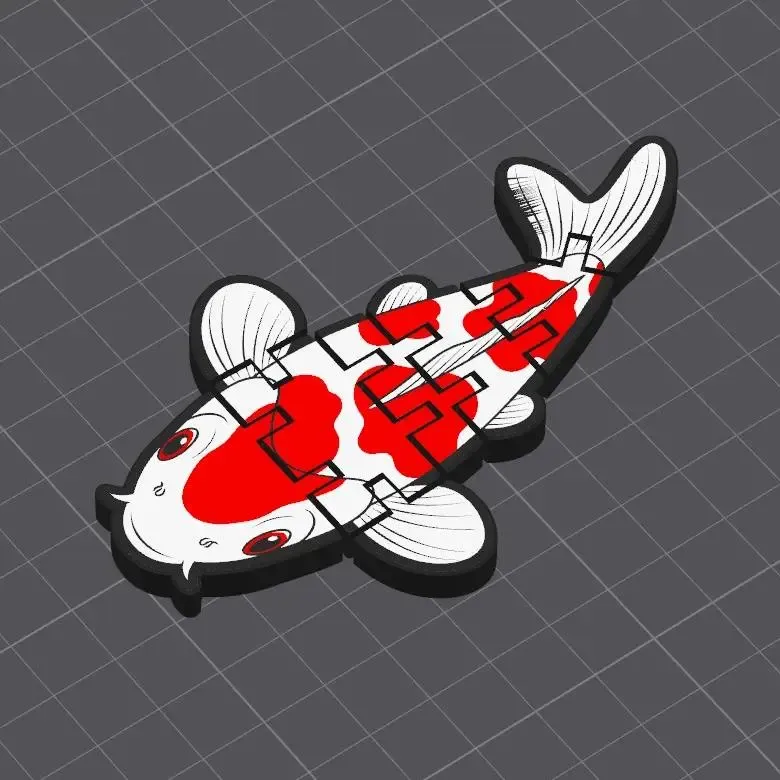 Giocattolo antistress flessibile e articolato a forma di pesce Koi Kohaku