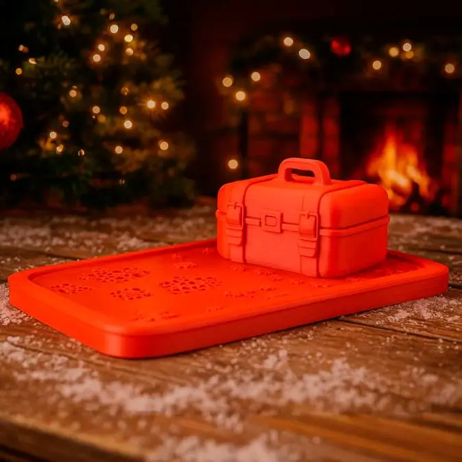 Christmas Gift Trunk Tray –  Holiday Decorative Display