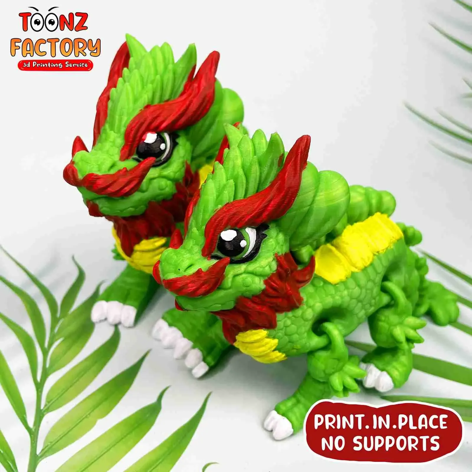 PRINT-IN-PLACE FLEXI CLOVER LEAF DRAGON ARTICULATED