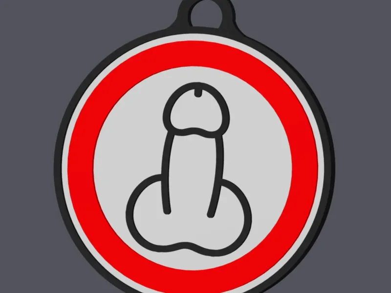Penis Forbidden - Traffic Sign - Keychain v1