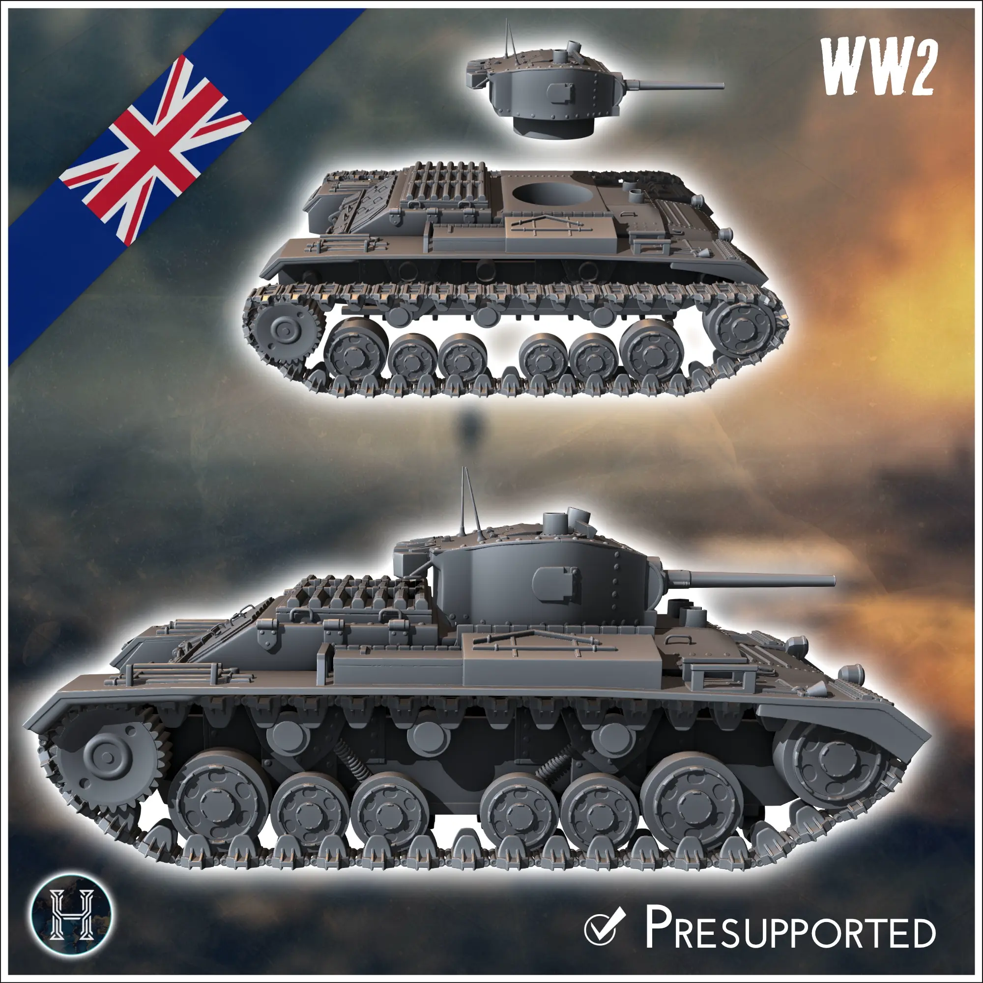 Chars d'infanterie Valentine Mark Mk. VIIA - miniatures ww2 vehicules