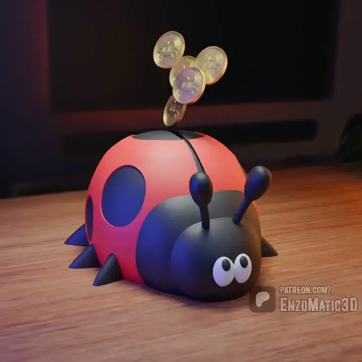 Ladybug piggy bank, money box - 3mf, STL - No Support
