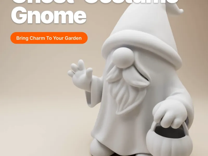 Ghost-Costume Halloween Gnome – 3D Printable Figurine with C