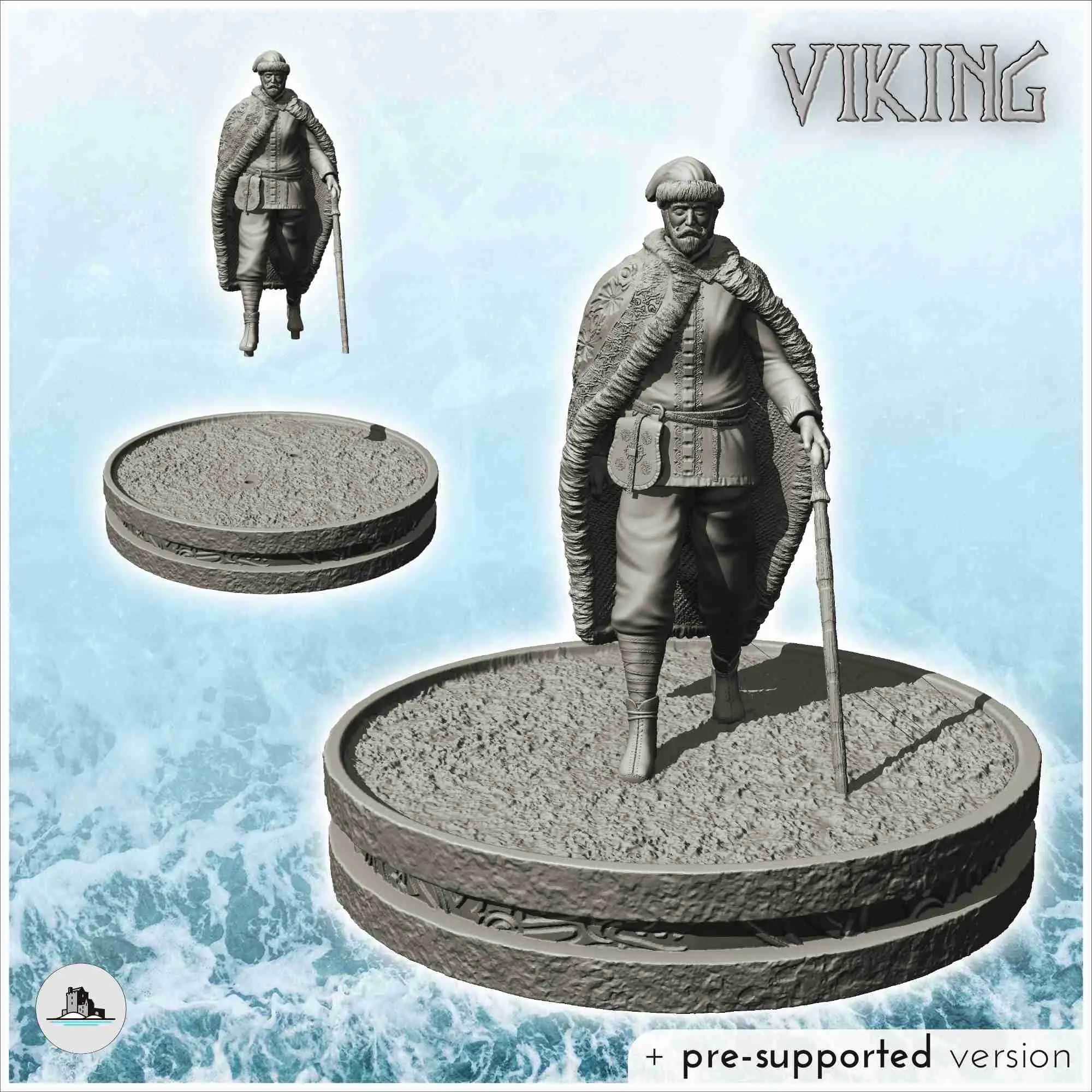Aristocrata viking com manto de pele de fera e bengala (14) - cenário