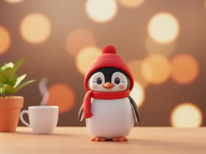 Penguin wearing a scarf