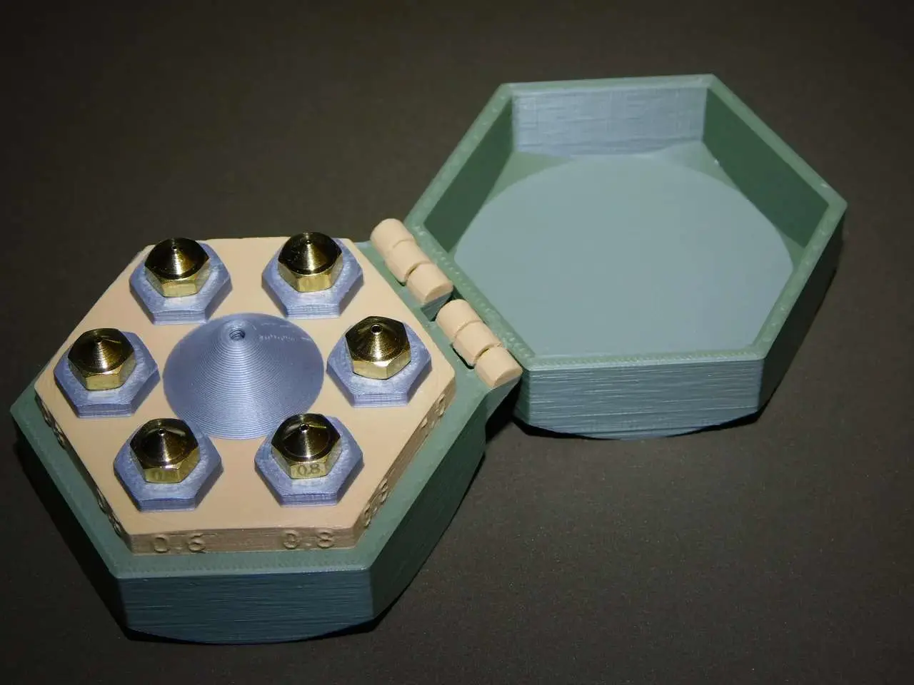 Nozzle holder box in hexie style