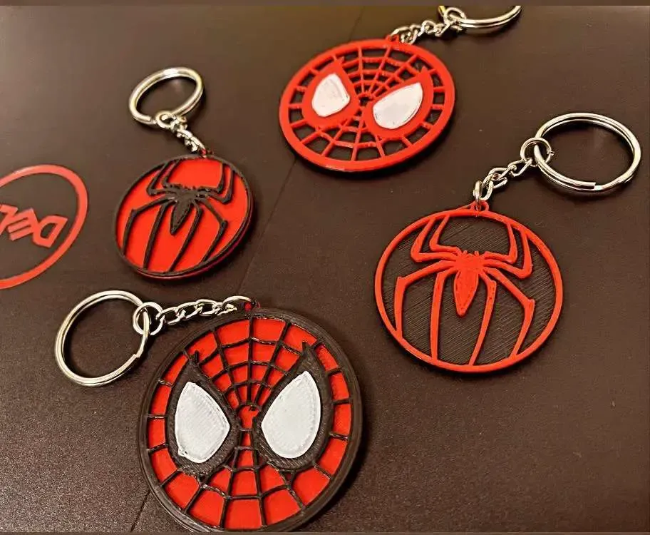 Spiderman and Logo 3 layered keychain
