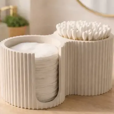 Holder for cotton pads and swabs in the bathroom
