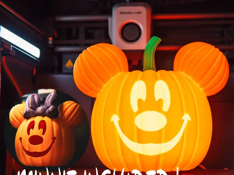 Mickey en Minnie Mouse Halloween-pompoenlamp