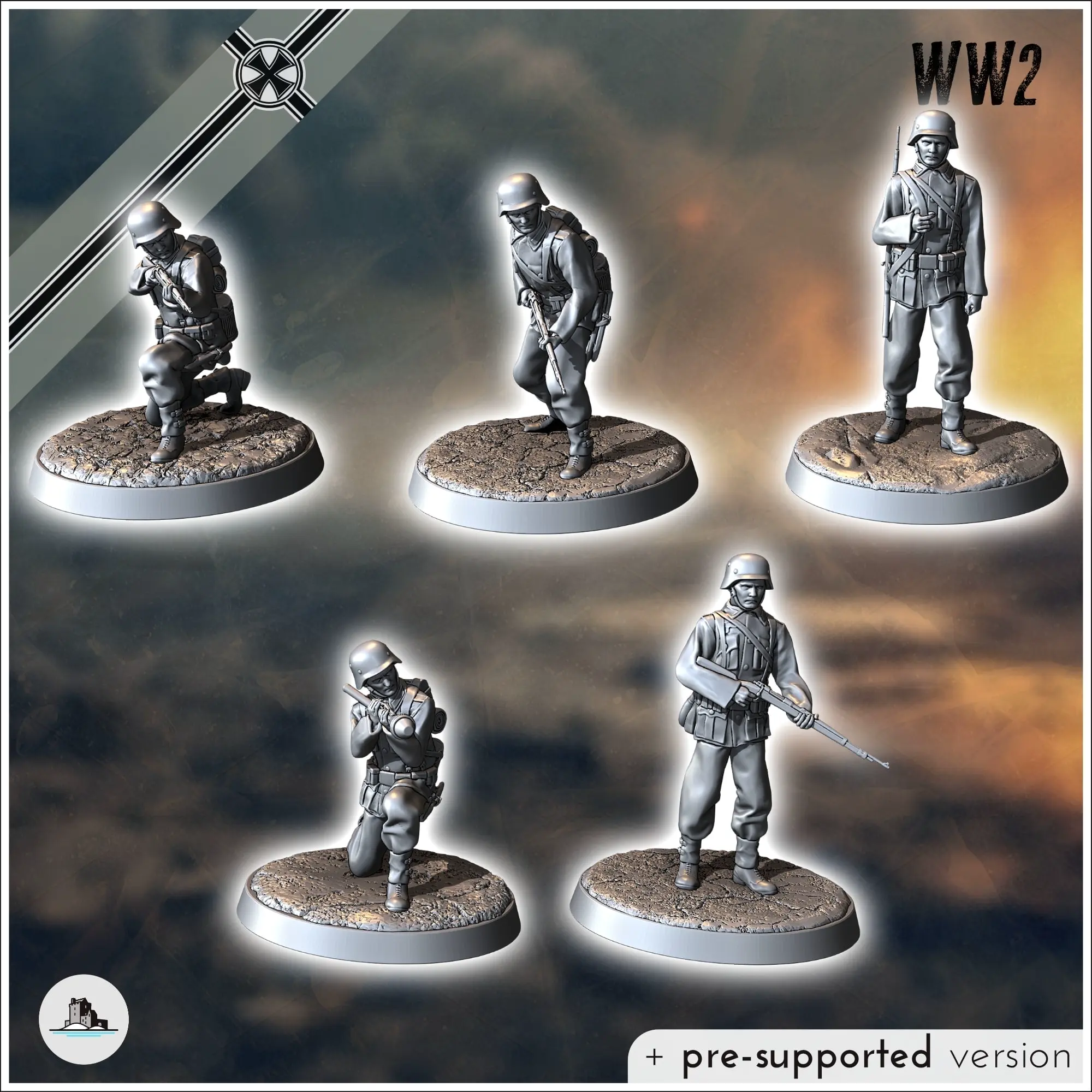 German WW2 troops pack No. 1 - ww2 miniatures tabletop scene