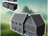 Set of two medieval warehouses with large wooden doors slate-0