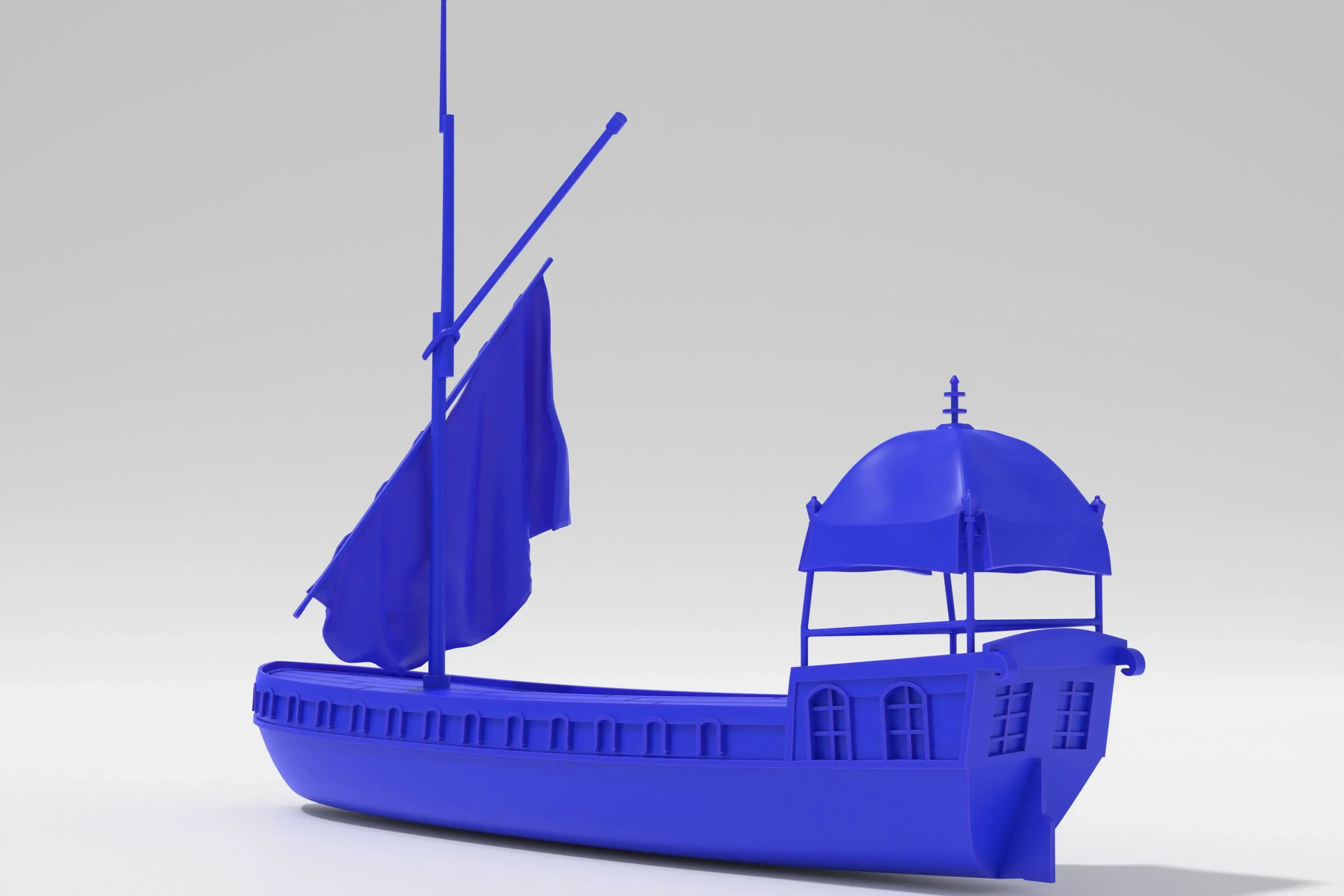 Винтажная голландская речная баржа 3d печать - два корпуса