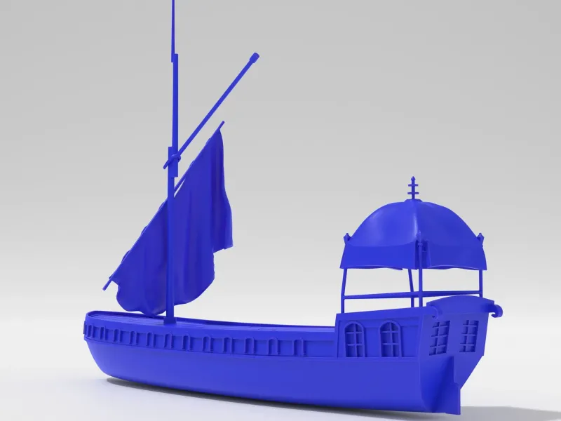 Impressão 3d de barcaça holandesa vintage - dois cascos