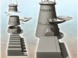 Round futuristic building with large hanging canvas canopy (-2