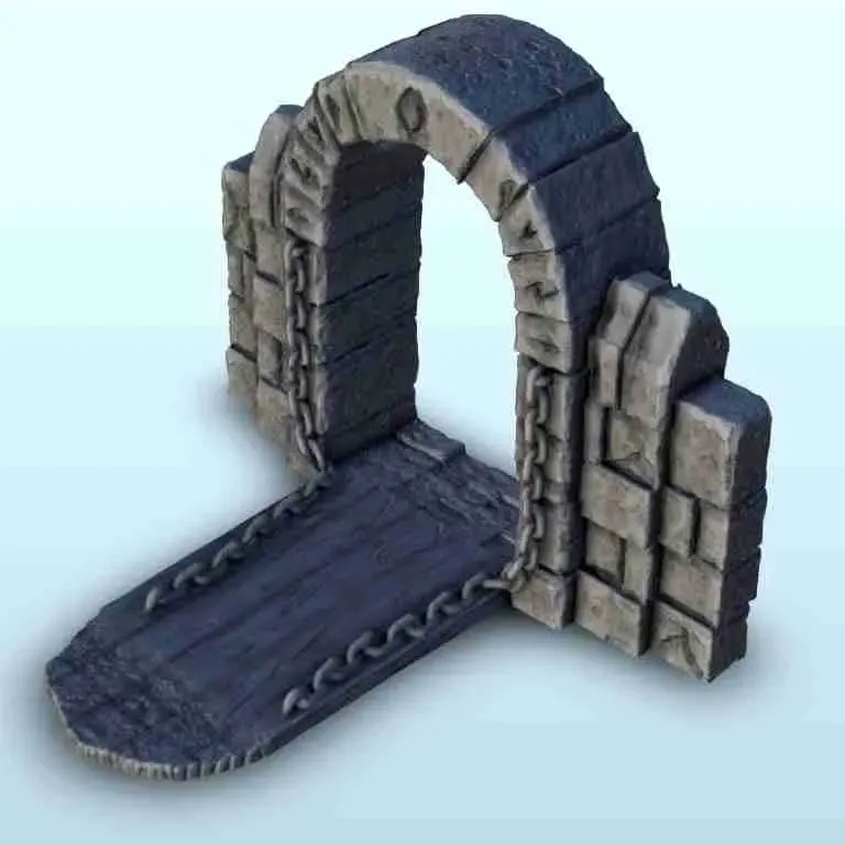 Middeleeuwse poorten met kettingen - miniaturen Warhammer terrein sc