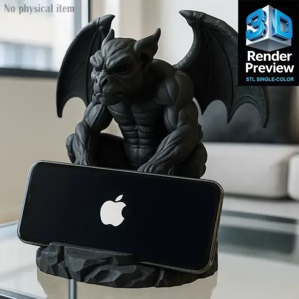 Gargoyle Phone Stand STL | Dark Gothic Gargoyle Statue | Sma