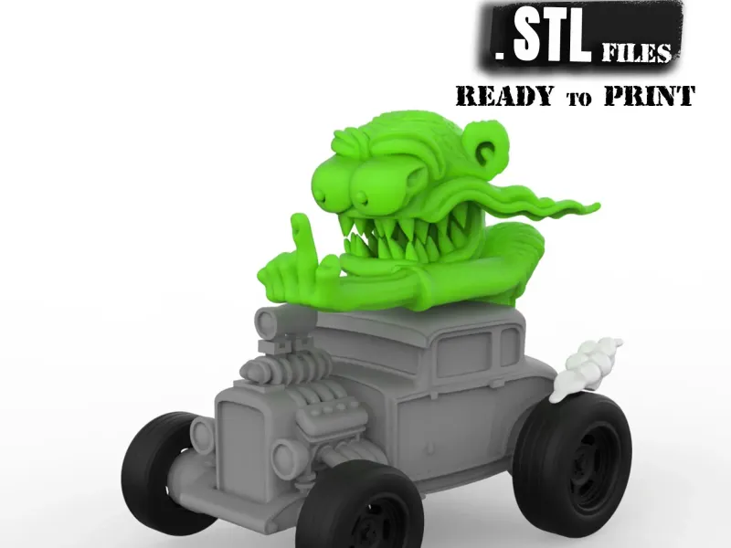 Rat Monster Hot Rod STL – Crazy Toon 3D print car model kit