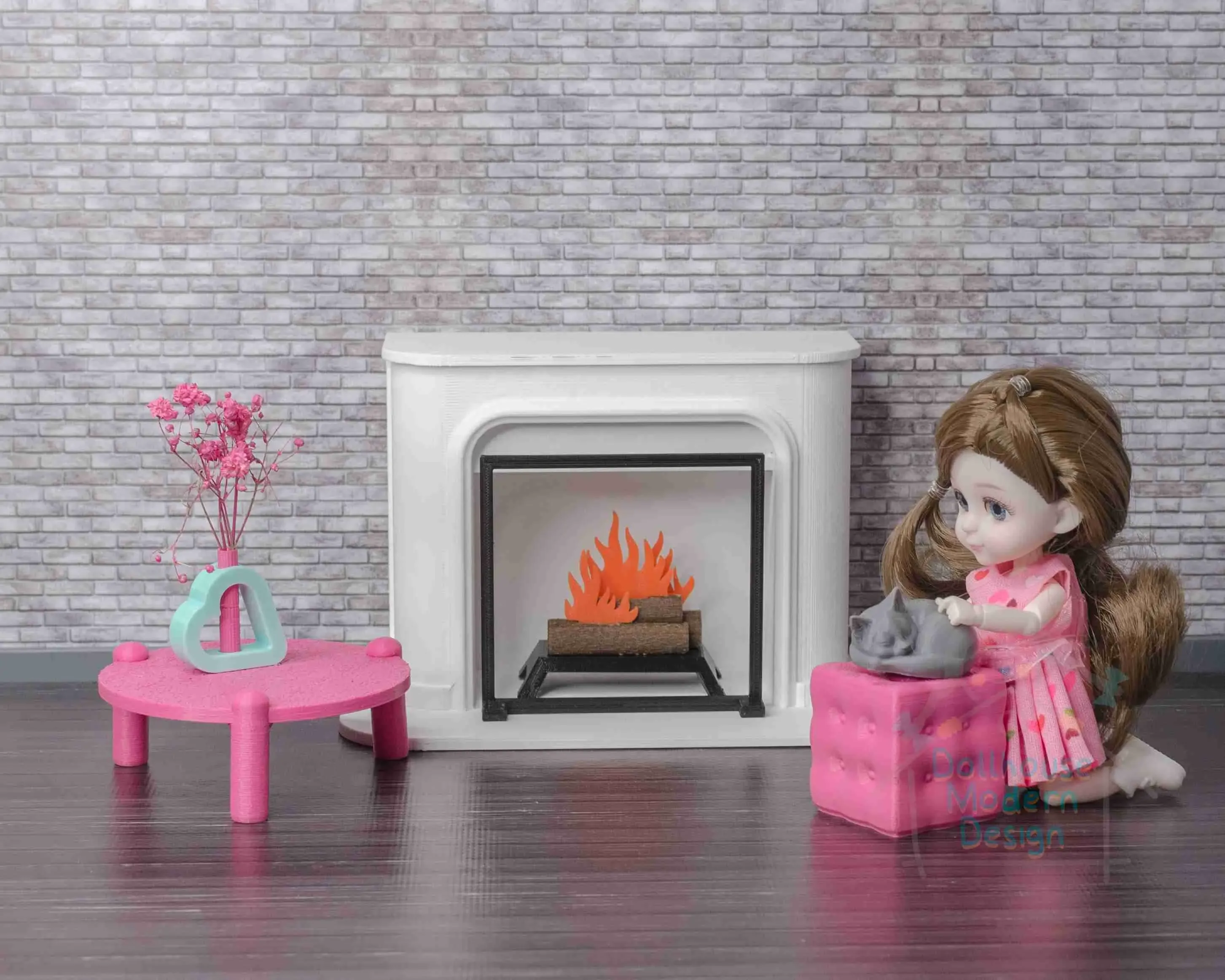 Modern Fireplace in 1:12 scale - dollhouse furniture