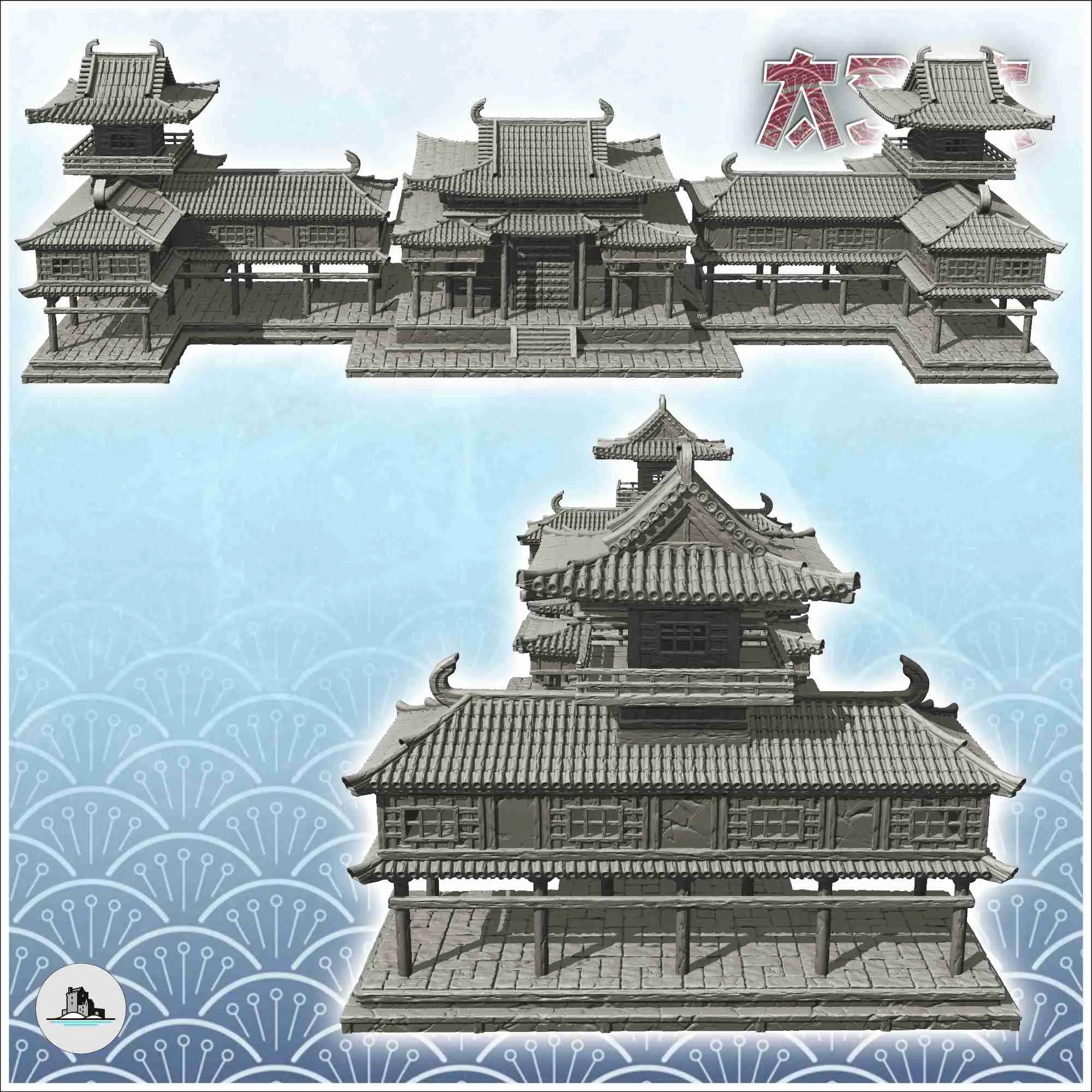 Large Asian palace with two wings (29) - Japan China Korea