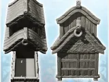 Medieval building with overhanging floor and rounded roof (8-2