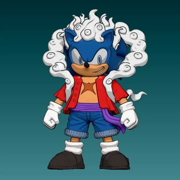 Sonic the Hedgehog - Sonic x Luffy Gear 5 One Piece Model