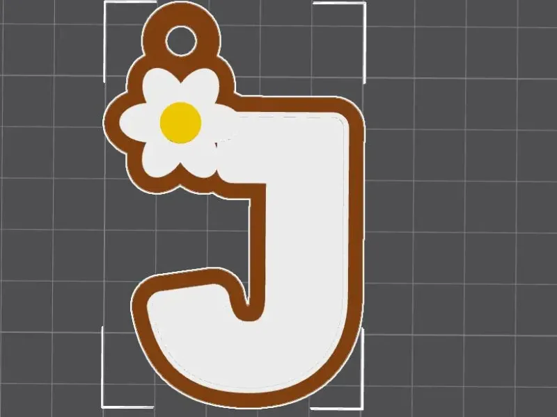 J capital letter flower keychain
