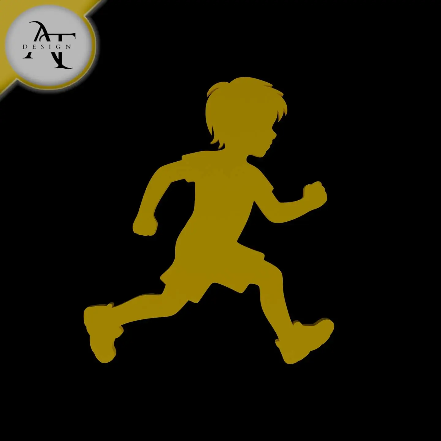 Child Run - Silhouette - 2D Wall Art Decor