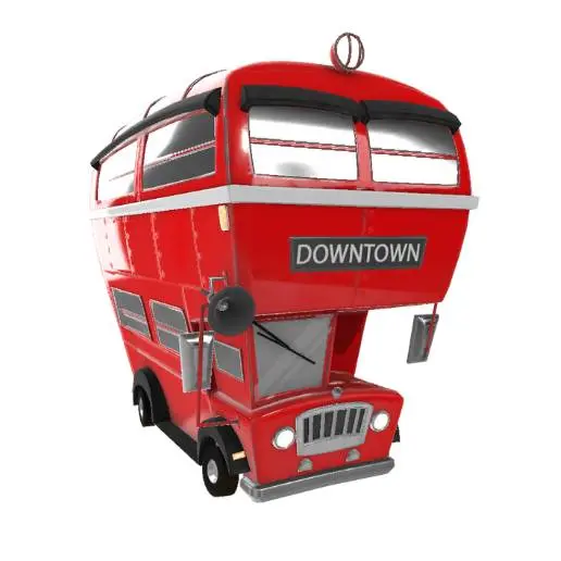 Cartoon Red Double-Decker Bus 3D Model STL Printable