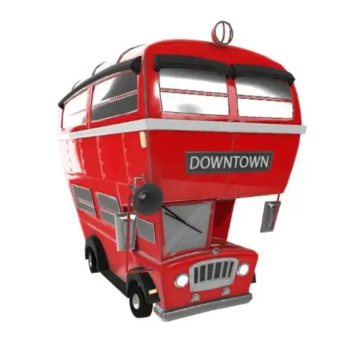 Cartoon Red Double-Decker Bus 3D Model STL Printable
