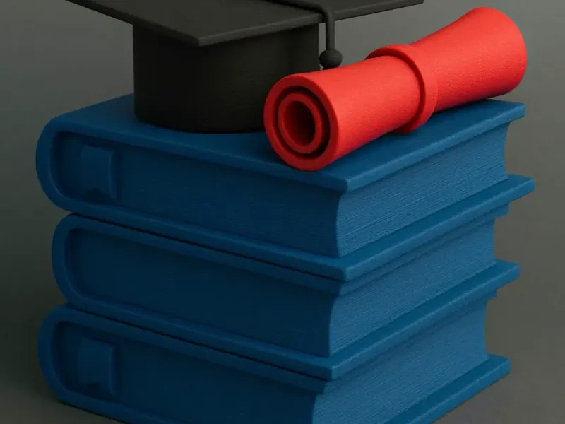 Livros de formatura com capelo e diploma