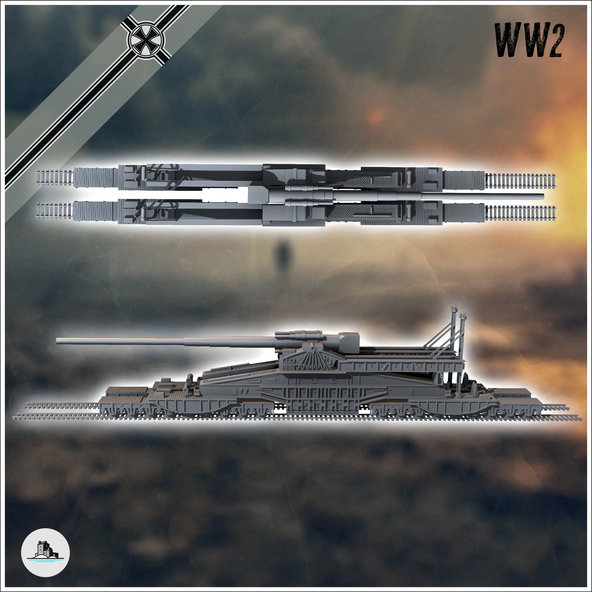 Schwerer Gustav Krupp grele german feroviar tun asediu artilerie