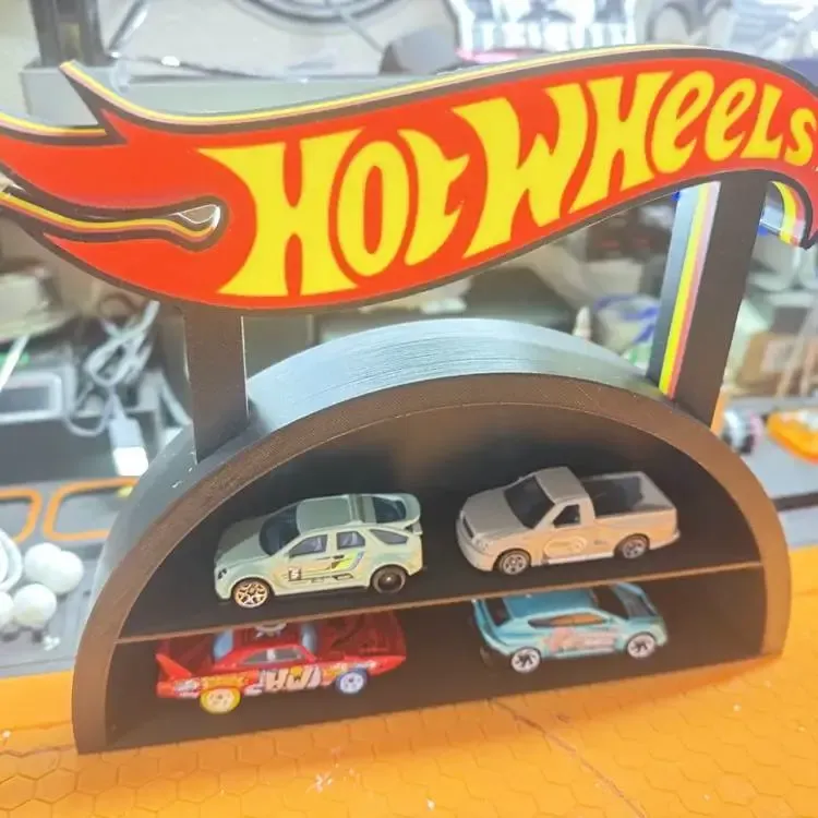 Hot Wheels Display with Light-Up Sign