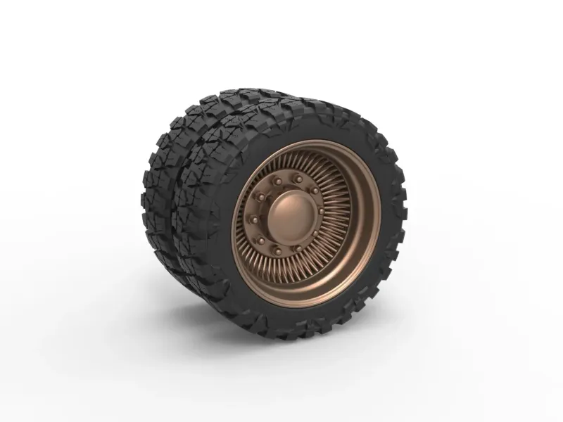 Rear wire semi wheel for pickup Scale 1:25