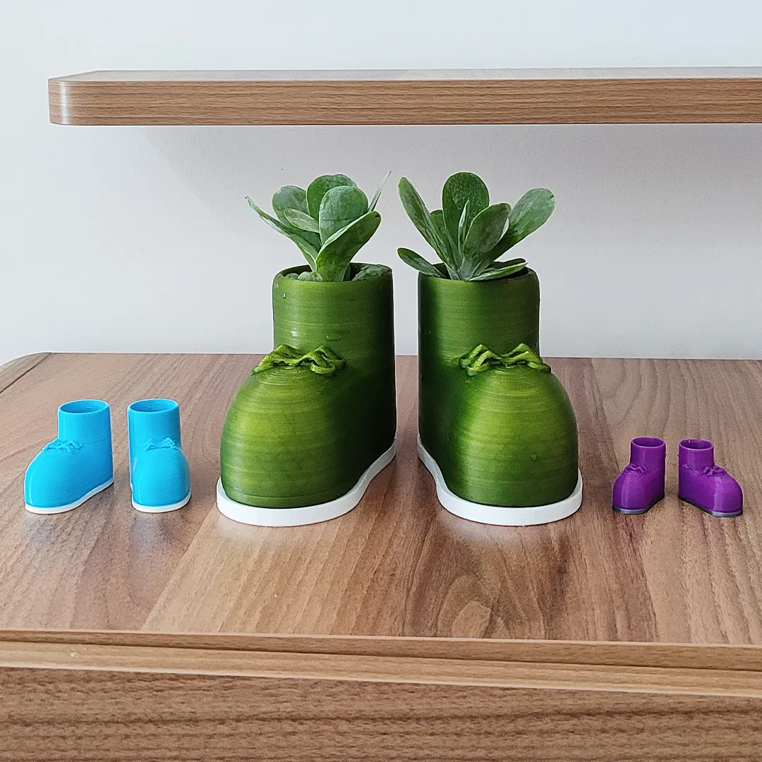 SHOE-LOOK FLOWERPOT AND PENCIL CASE