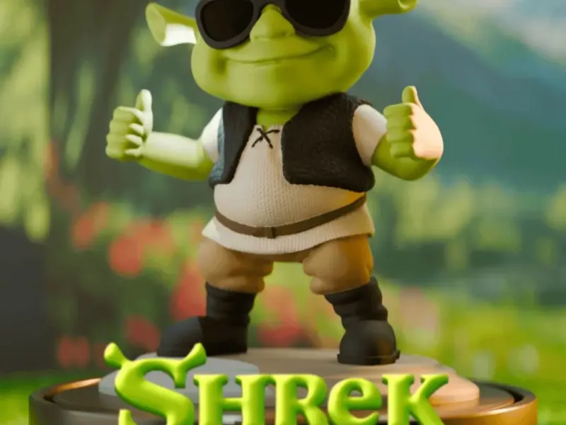 Shrek 3D-Printable Figurine with Thumbs Up