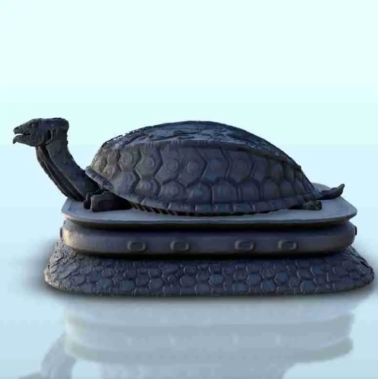 Statue einer Schildkröte auf geschnitztem Sockel 5 - Japan China Korea Vietna