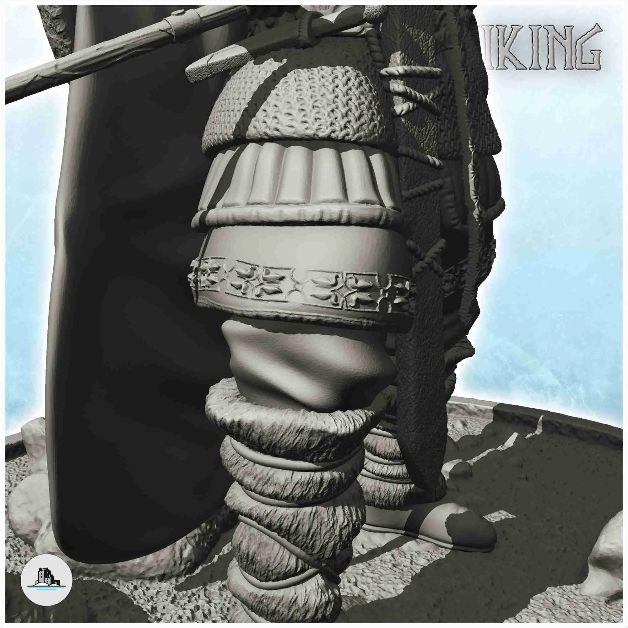 Viking warrior with horned helmet and spear (15) - scenery m