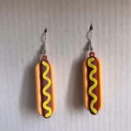 Earrings pendant Hot dog XL perro caliente completo