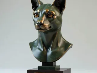 Regal Cat Bust Statue