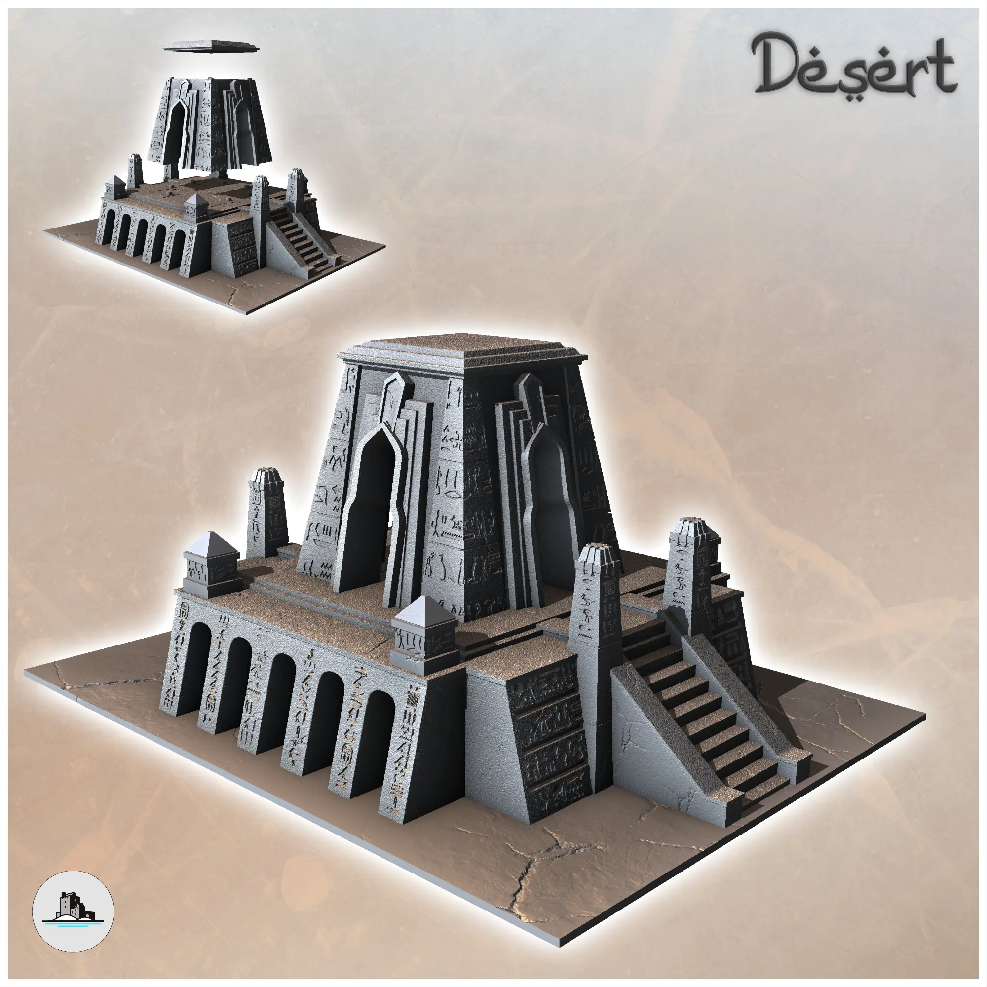 Obelisk Model Egyptian Temple with Obelisks and Access Stairs (3) - miniat | 3D ...