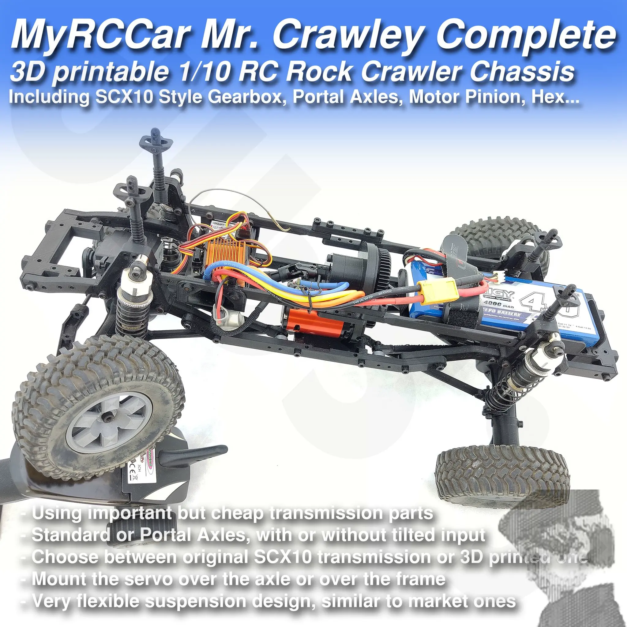 MyRCCar Mr. Crawley Complete. 1/10  RC Rock Crawler Chassis